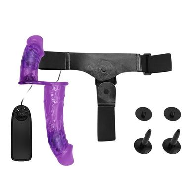 Двойной страпон с вибрацией фиолетовый - Ultra Passionate Harness Dual Vibration Purple
