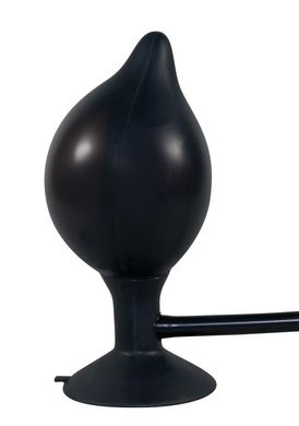 Анальная пробка на присоске с накачкой черная, 15 см х 4-10 см